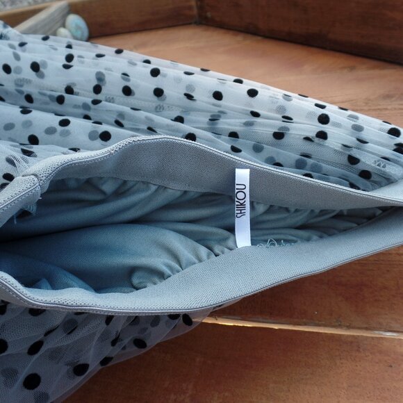 SHIKOU Tulle Velvet Polka Dot Shirt Tiered Slip & Tulle Base - Picture 8 of 9